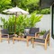4 Piece Outdoor Acacia Wood Chat Set with Removable Cushions and Table